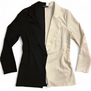 Vintage Y2K Two-Tone Black and White Women's Blazer